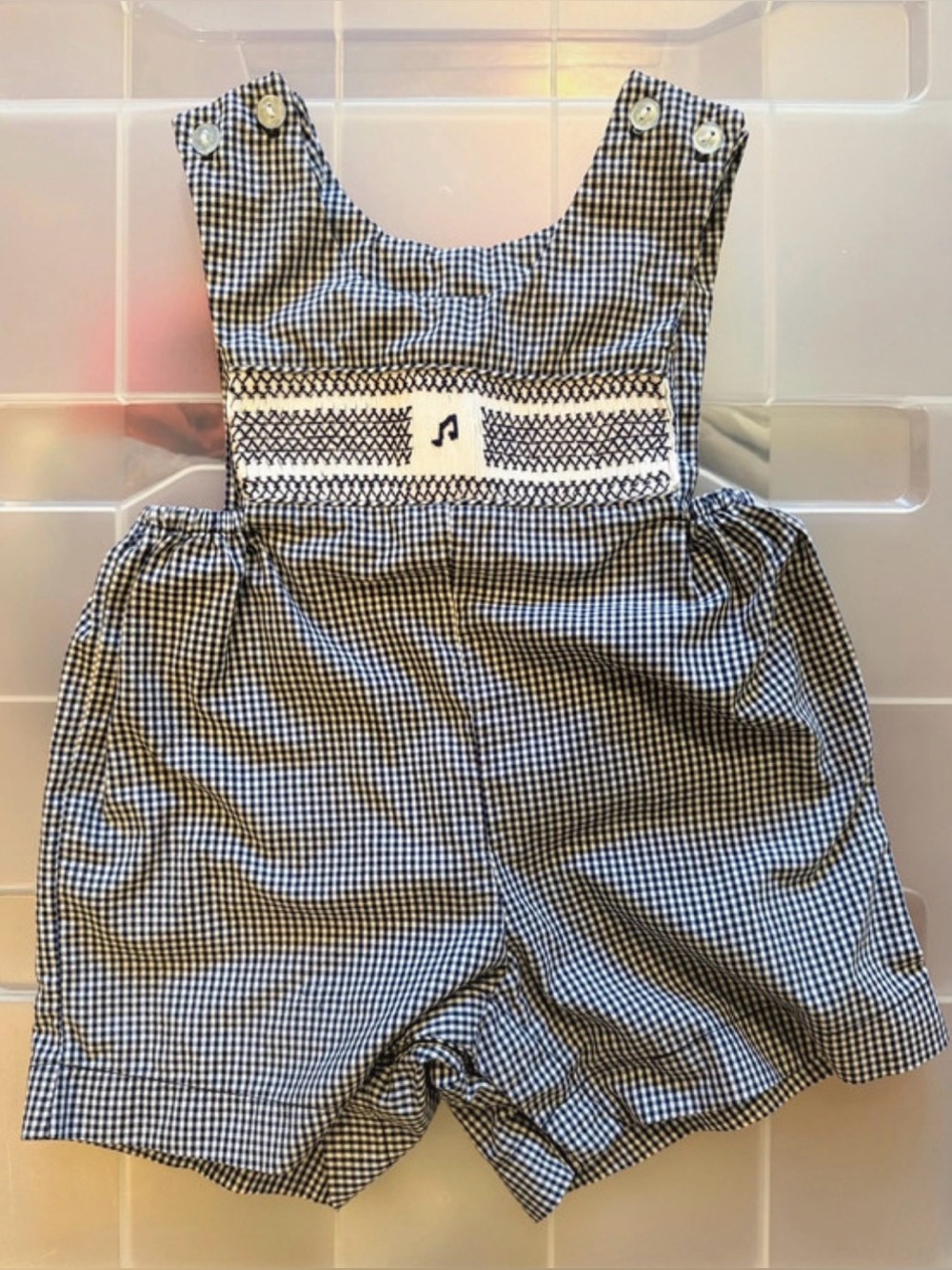 Boutique Music Note Smocked Romper 12 Months